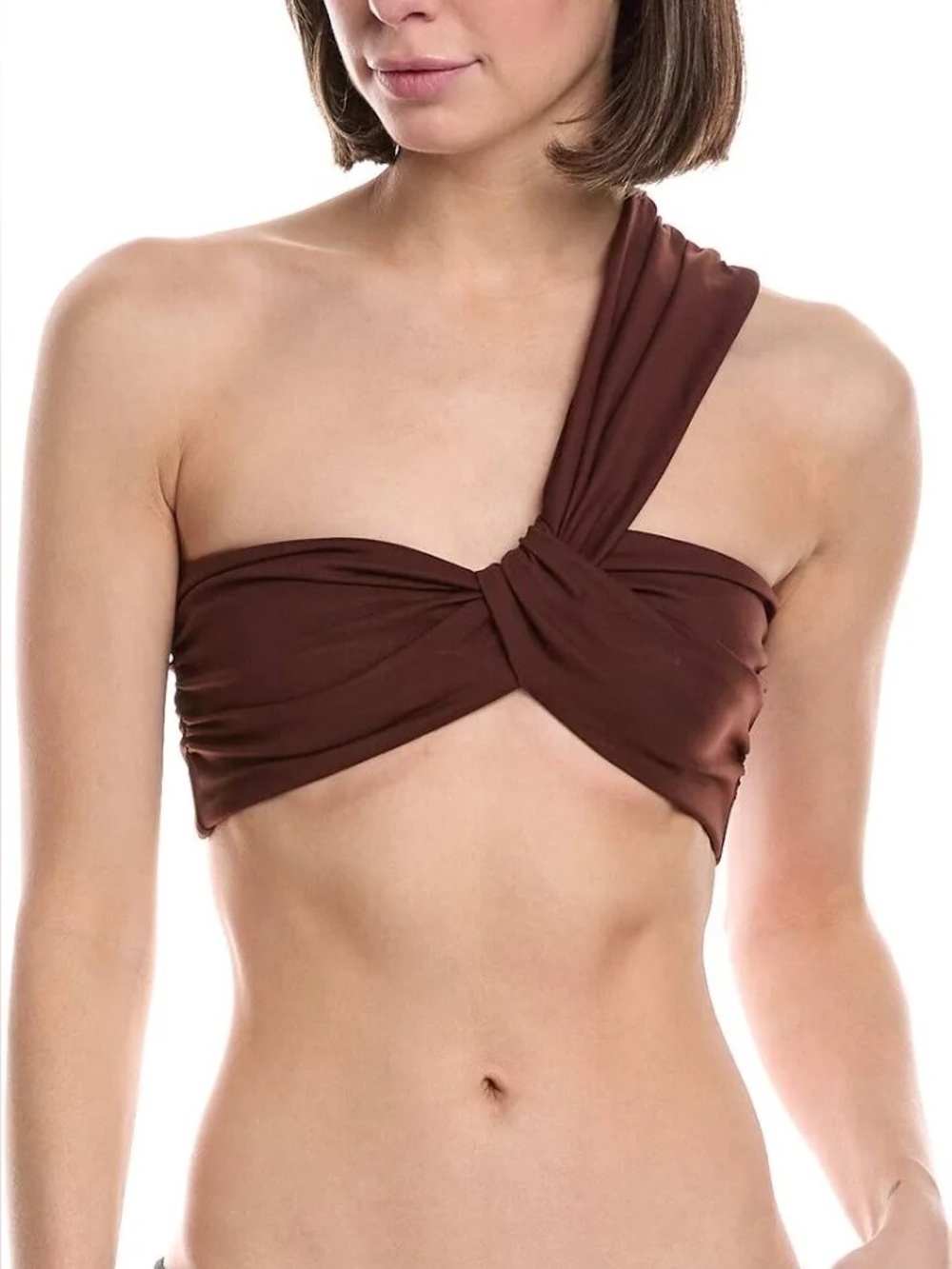 A.L.C. Athena One Shoulder Twist Bikini Top Brown Size Small